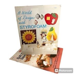 Two Vintage Craft Books A World of Design with Styrofoam Soft Sculpture Daydream